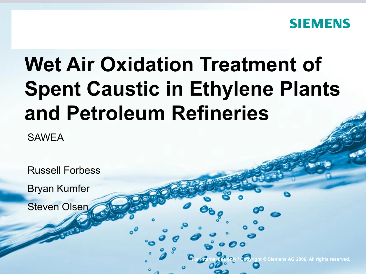 Wet Air Oxidation Treatment of Spent Caustic in Ethylene Plants and
