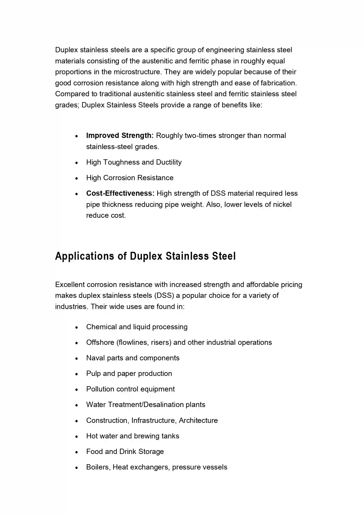 Duplex Stainless Steel (DSS) Definition, Grades, Composition
