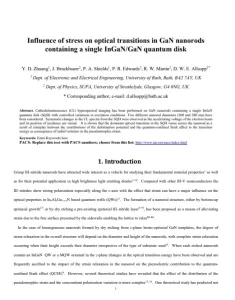 Influence of Stress on Optical Transitions in GaN Nanorods Containing a Single InGaNGaN Quantum Disk