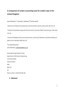 A comparison of Carbon Accounting Tools for Arable Crops in the United Kingdom