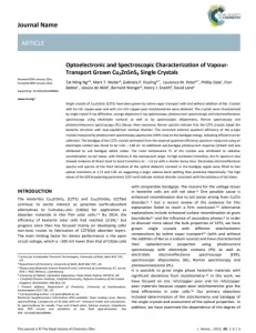 Optoelectronic and Spectroscopic Characterization of Vapour Transport Grown Cu2ZnSnS4 Single Crystals