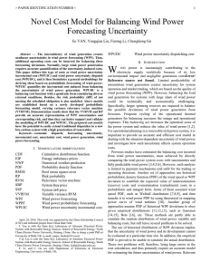 Novel Cost Model for Balancing Wind Power Forecasting Uncertainty