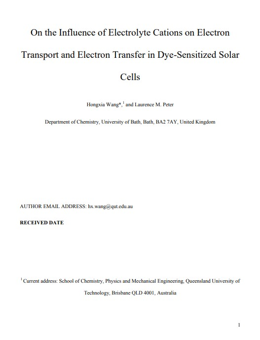 On the Influence of Electrolyte Cations on Electron Transport and Electron Transfer in Dye-Sensitized Solar Cells
