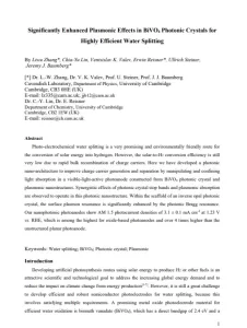 Significantly Enhanced Plasmonic Effects in BiVO4 Photonic Crystals for Highly Efficient Water Splitting