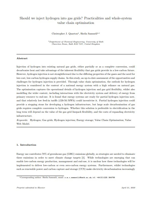 Should We Inject Hydrogen Into Gas Grids Practicalities and Whole-System Value Chain Optimisation