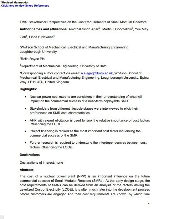 Stakeholder Perspectives on the Cost Requirements of Small Modular Reactors