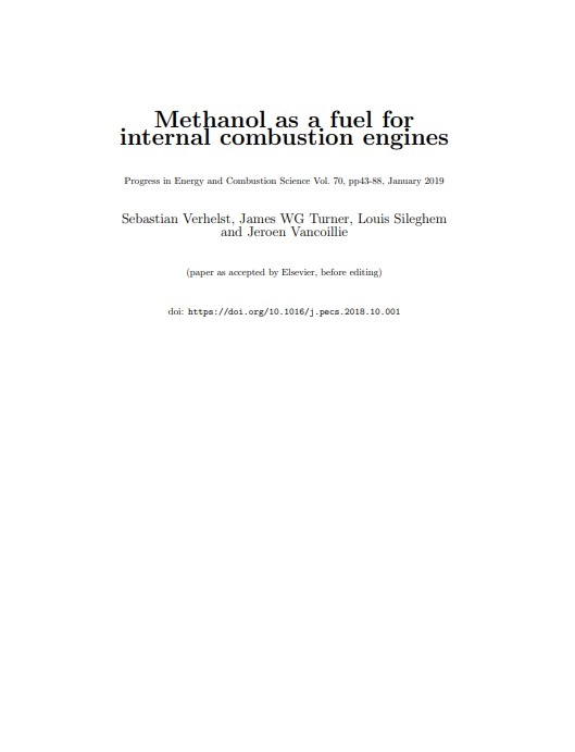 Methanol as a Fuel for Internal Combustion Engines
