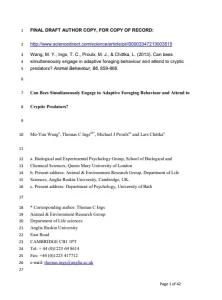 Can Bees Simultaneously Engage in Adaptive Foraging Behaviour and Attend to Cryptic Predators