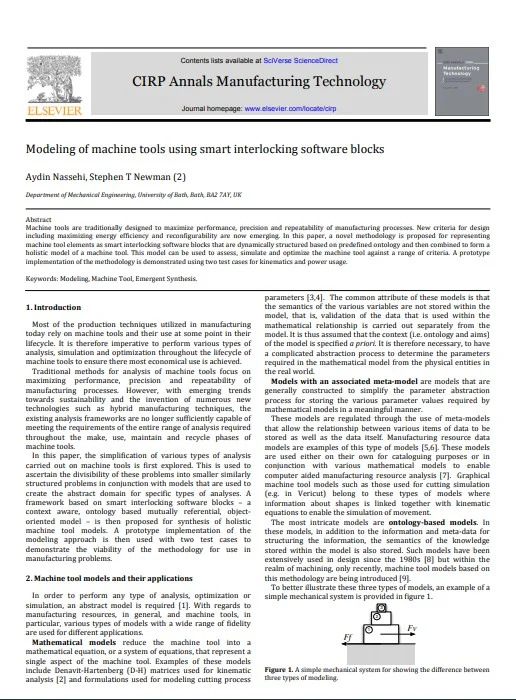 Modeling of Machine Tools Using Smart Interlocking Software Blocks