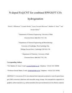N-Doped FeCNT for Combined RWGSFT CO2 Hydrogenation