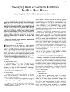 Developing Trend of Domestic Electricity Tariffs in Great Britain