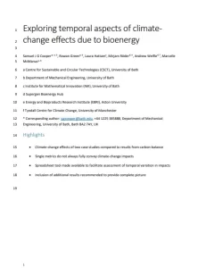 Exploring Temporal Apects of Climate Change Effects Due to Bioenergy