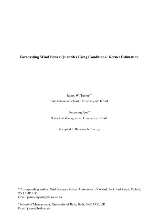Forecasting Wind Power Quantiles Using Conditional Kernel Estimation