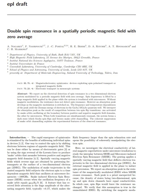 Double Spin Resonance in a Spatially Periodic Magnetic Field with Zero Average