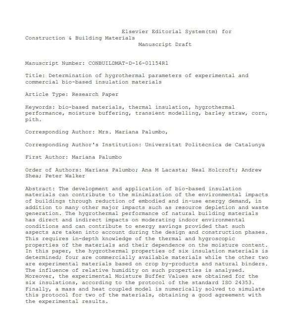 Elsevier Editorial System(tm) for Construction & Building Materials