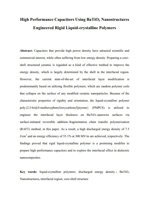 High Performance Capacitors Using BaTiO3 Nanostructures Engineered Rigid Liquid-Crystalline Polymers