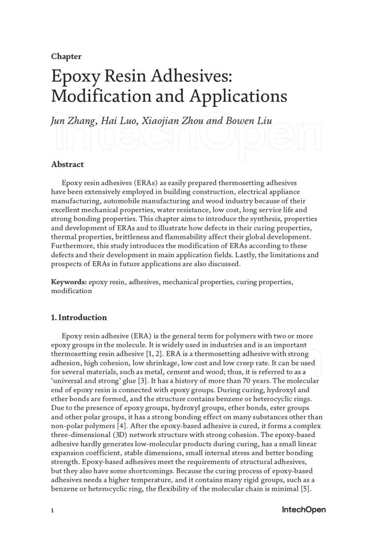 Epoxy Resin Adhesives: Modification and Applications