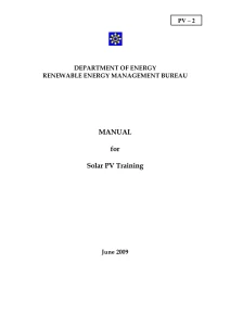 Manual For Solar Pv Training