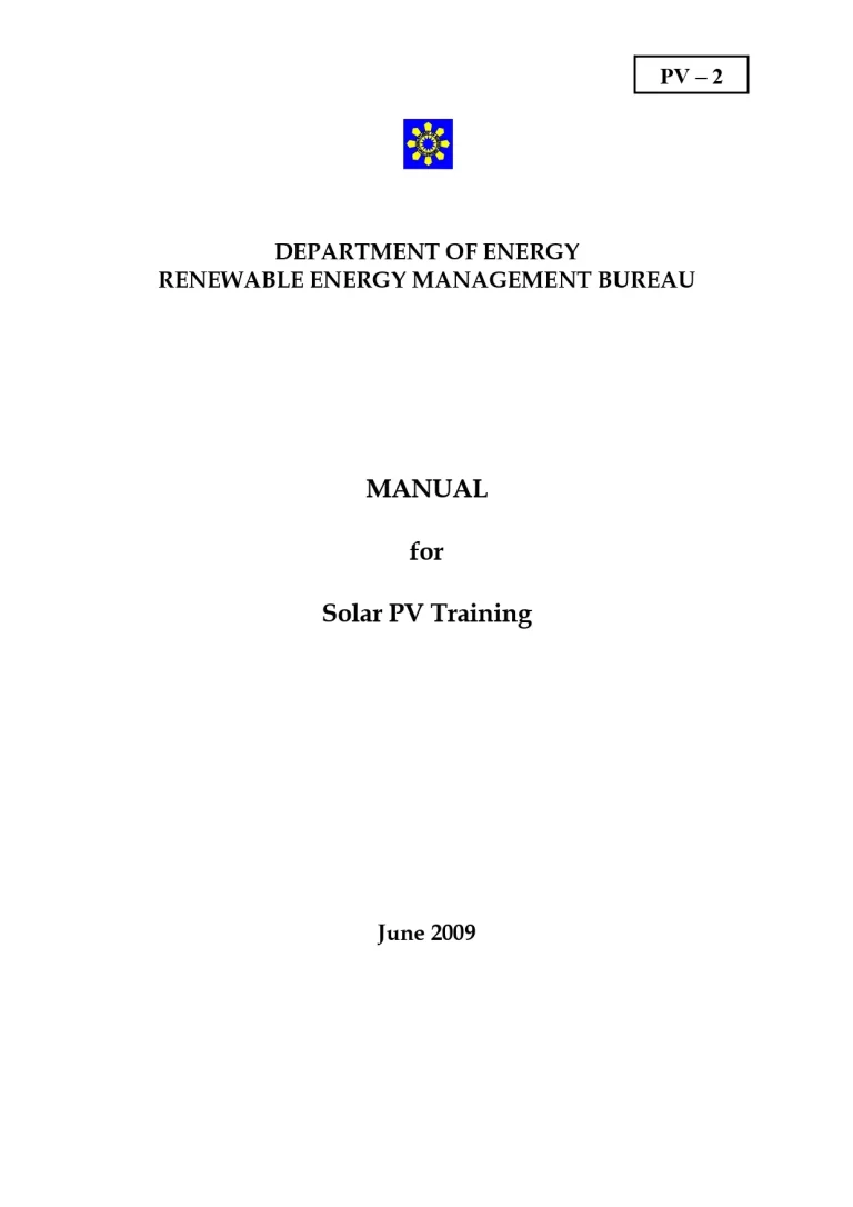Manual For Solar Pv Training
