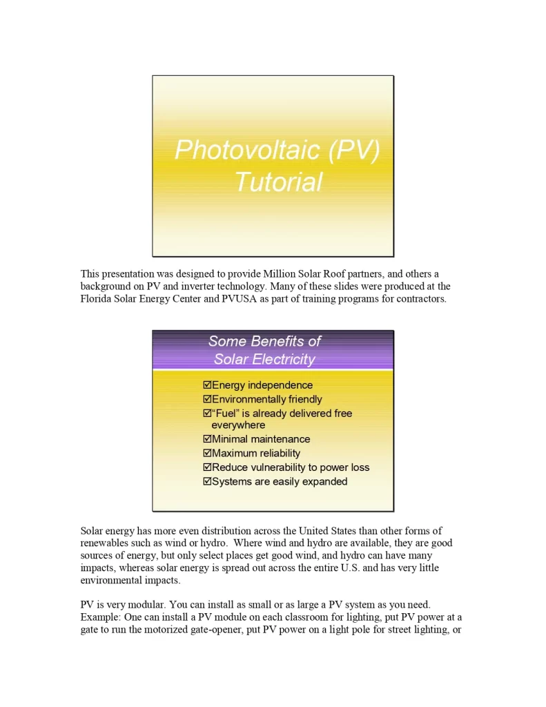 Photovoltaic (PV) Tutorial