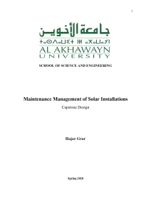 Maintenance Management of Solar Installations