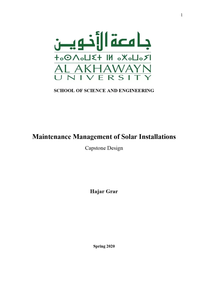 Maintenance Management of Solar Installations