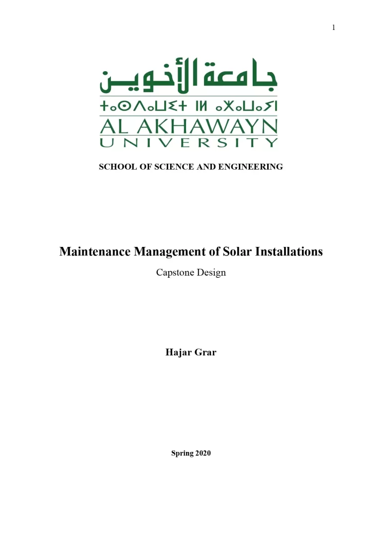 Maintenance Management of Solar Installations