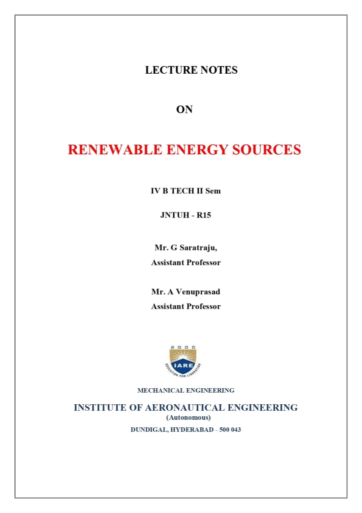 Renewable Energy Sources