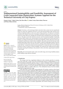Tridimensional Sustainability and Feasibility Assessment of Grid-Connected Solar Photovoltaic Systems Applied for the Technical University of Cluj-Napoca