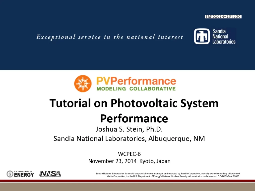 Tutorial on Photovoltaic System Performance