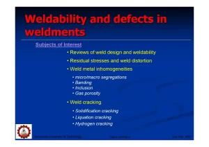 Weldability and defects in weldments