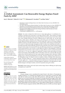 Article A Global Assessment: Can Renewable Energy Replace Fossil Fuels by 2050?