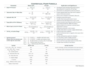 Centrifugal Pump Formula