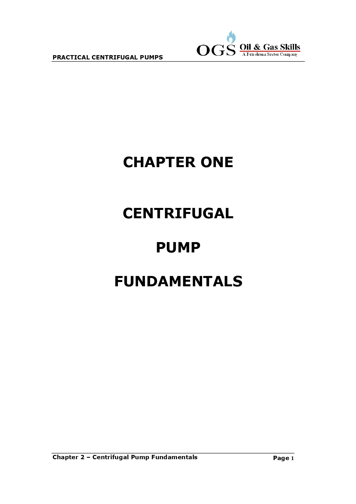 Chapter One Centrifugal Pump Fundamentals