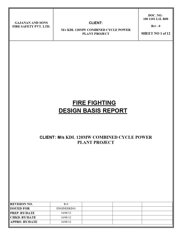 Fire Fighting Design Basis Report