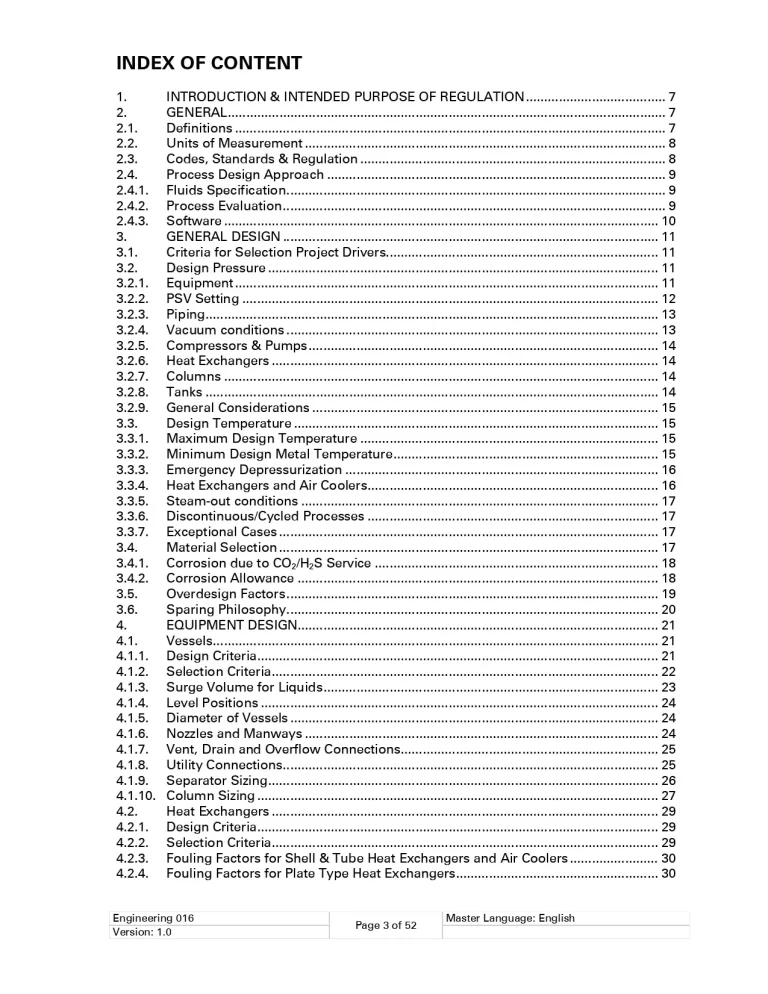 General Process Design Requirements