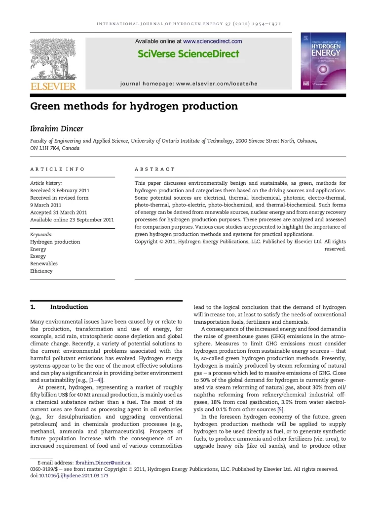 Green Methods For Hydrogen Production