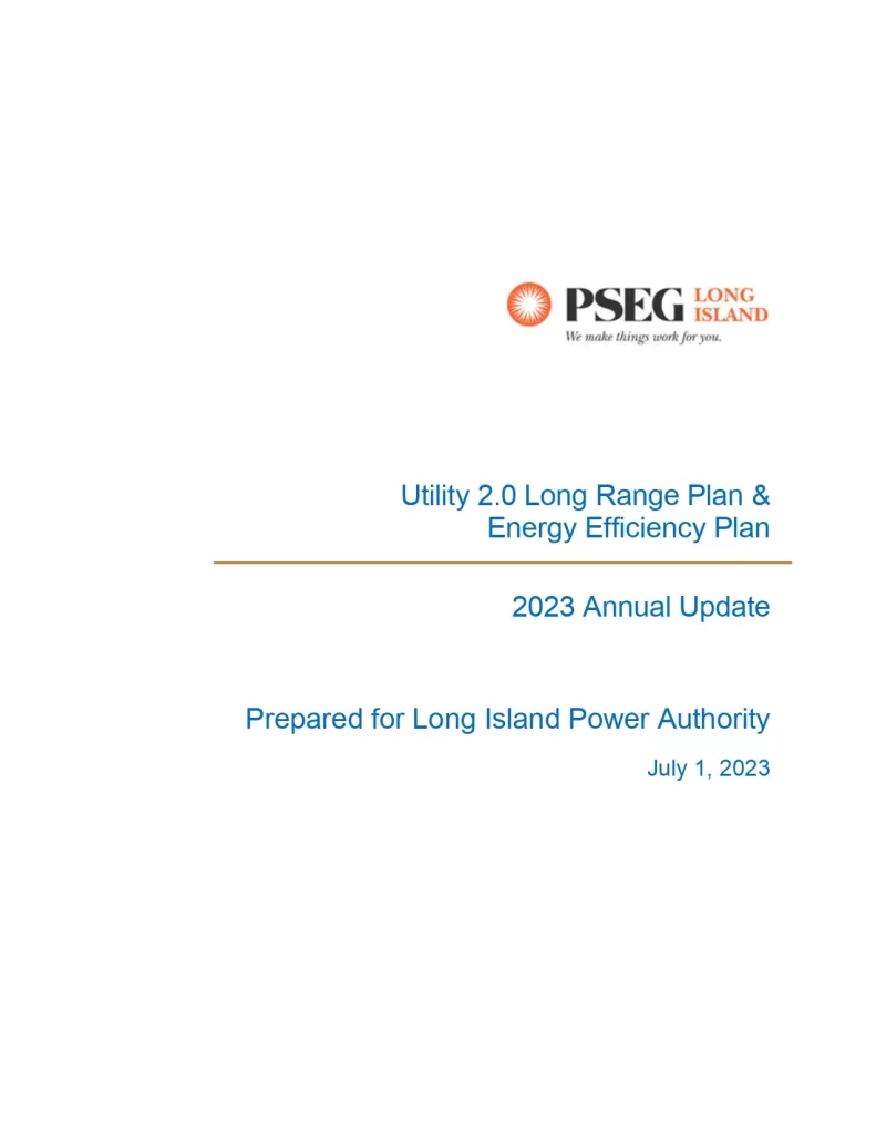 Utility 2.0 Long Range Plan & Energy Efficiency Plan