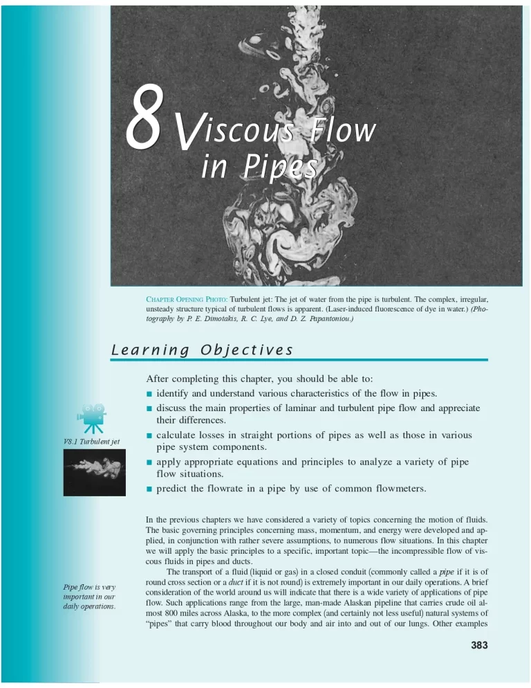 Viscous Flow in Pipes