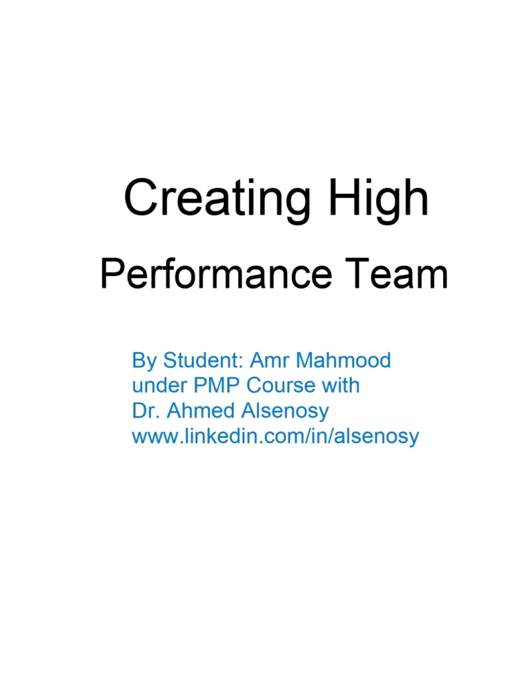 Creating High Performance Team