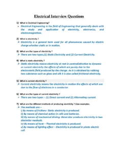 Electrical Interview Questions