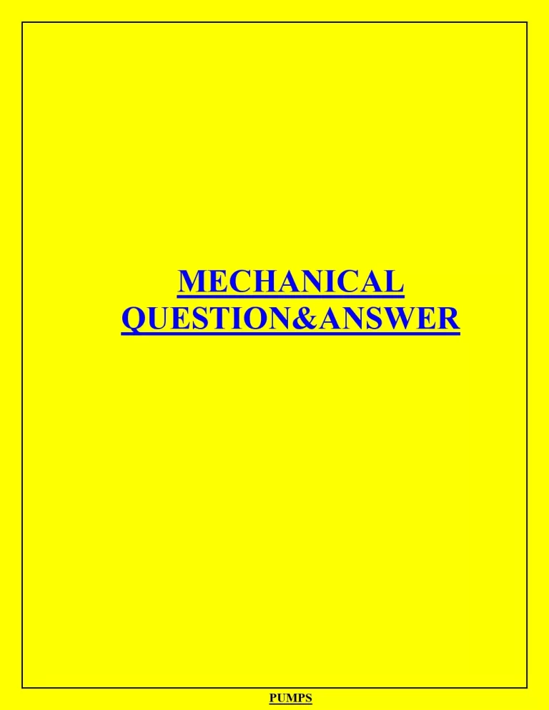 Mechanical Question & Answer