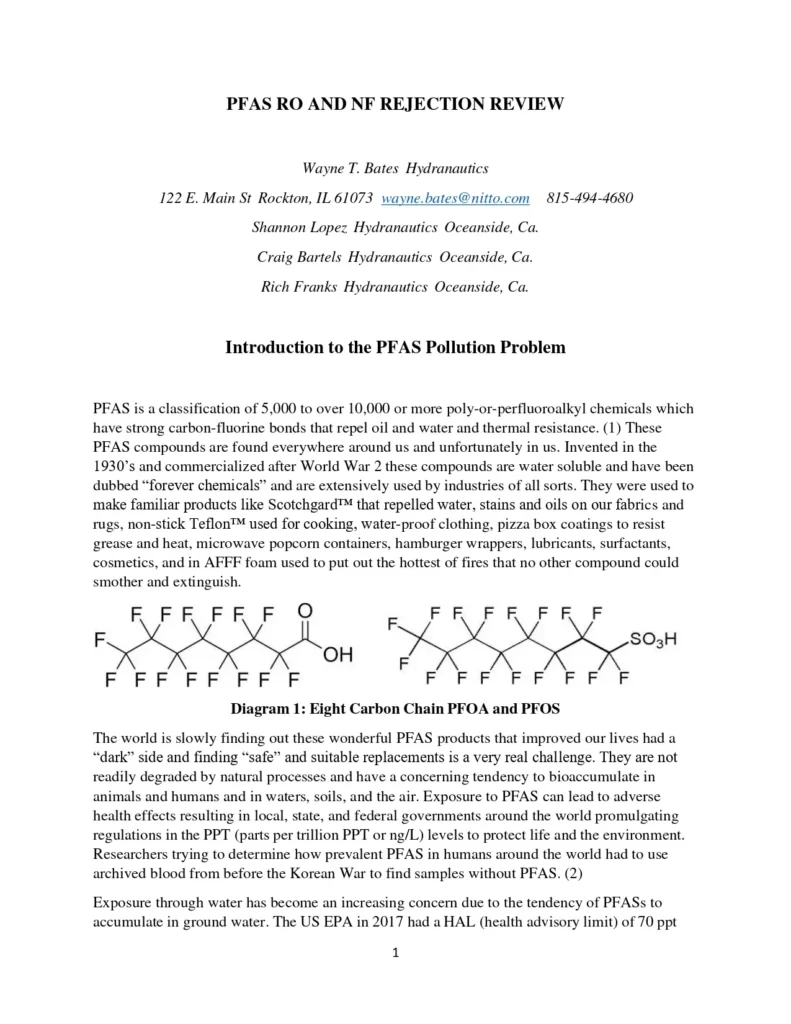 PFAS RO And NF Rejection Review