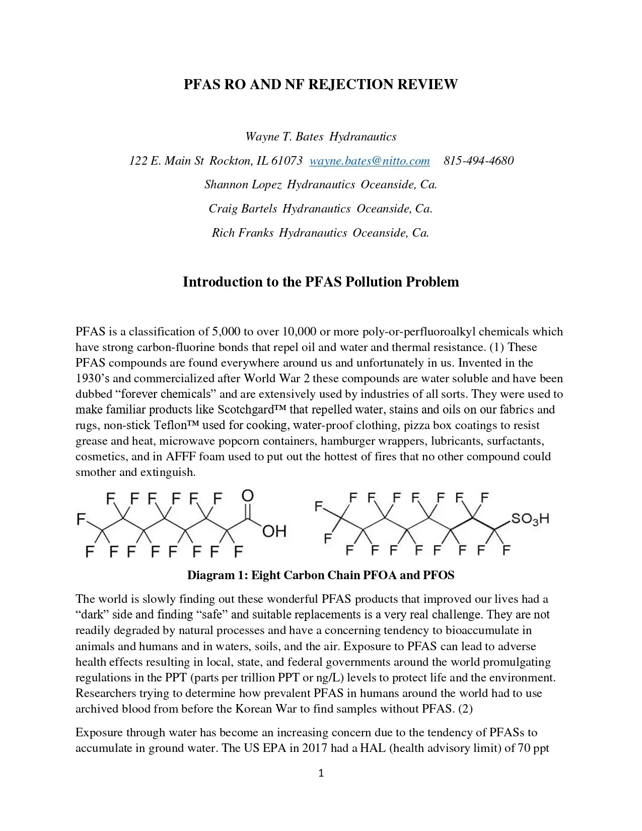 PFAS RO And NF Rejection Review