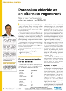 Potassium Chloride As An Alternate Regenerant