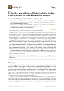 Reliability, Availability and Maintainability Analysis for Grid-Connected Solar Photovoltaic Systems