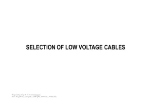 Selection of Low Voltage Cables