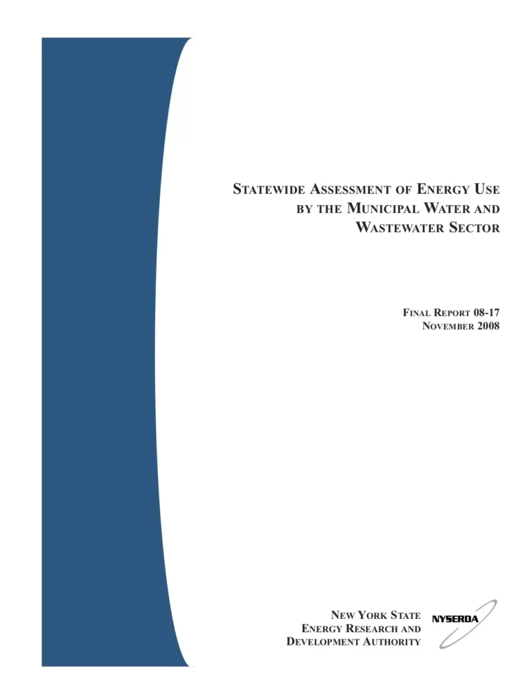 Statewide Assessment Of Energy Use By The Municipal Water And Wastewater Sector