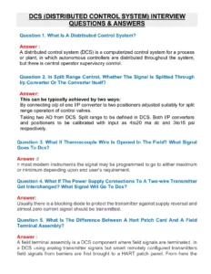 DCS (Distributed Control System) Interview Questions & Answers