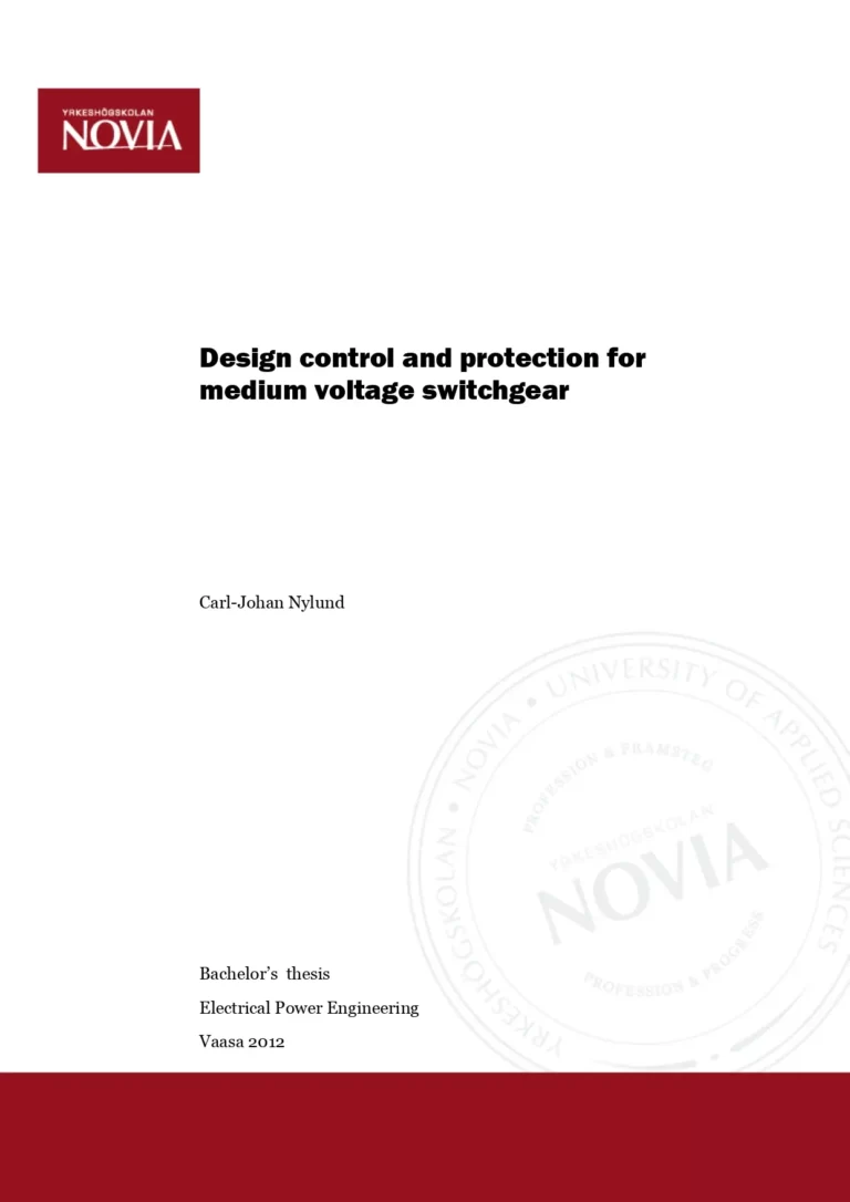 Design Control and Protection for Medium Voltage Switchgear